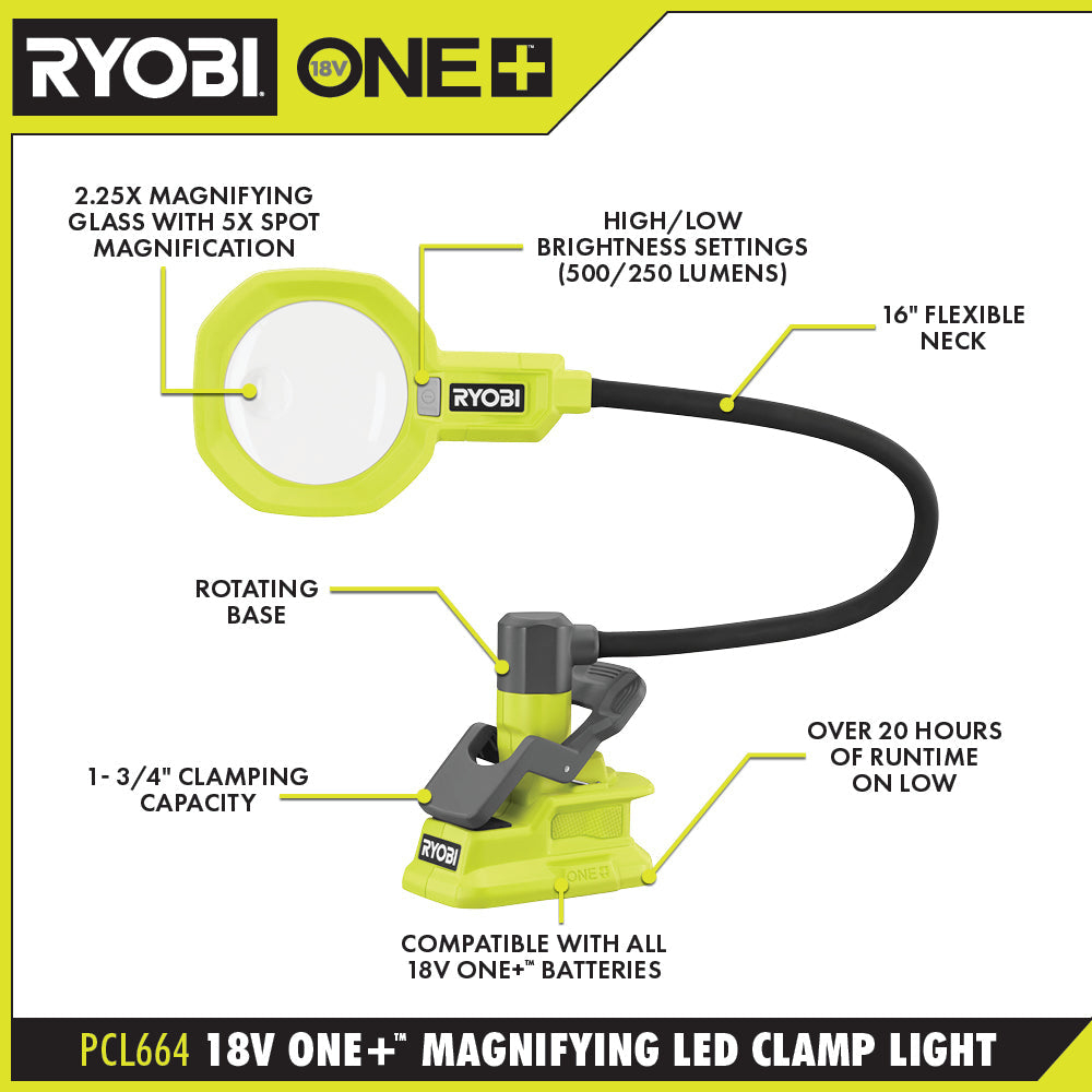 ONE+ 18V Magnifying Clamp Light Kit  Image 2